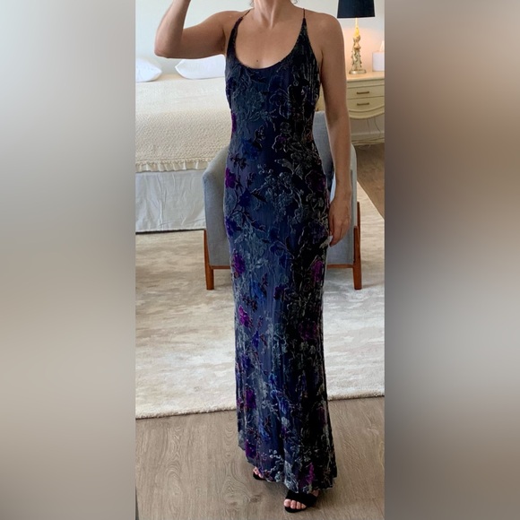 Laundry by Shelli Segal Velvet Charcoal Dress - Picture 1 of 6
